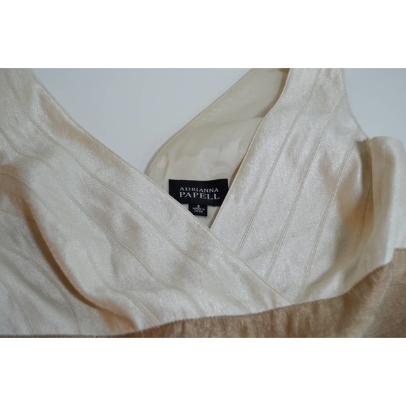 Adrianna Papell ruffled gray cream tan dress size 6 - Picture 4 of 4